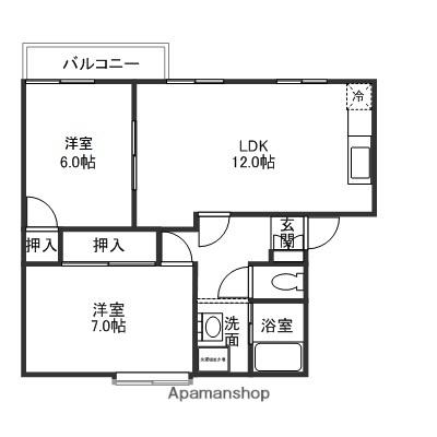 フレグランス1/F(2LDK/1階)の間取り写真