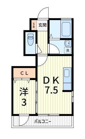 リッツハウスV(1DK/1階)の間取り写真
