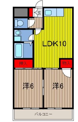 セントポール川口(2DK/2階)の間取り写真