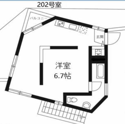 エンシェール砧(ワンルーム/2階)の間取り写真