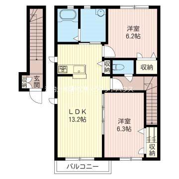 フェスタメゾンB(2LDK/2階)の間取り写真