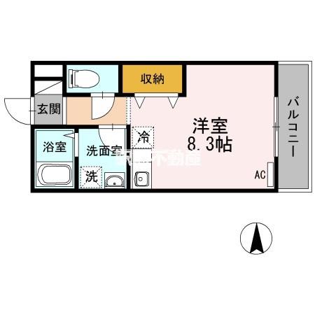 オリーヴァ花畑(ワンルーム/1階)の間取り写真