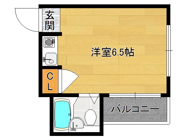 プルシャン太秦(ワンルーム/2階)の間取り写真