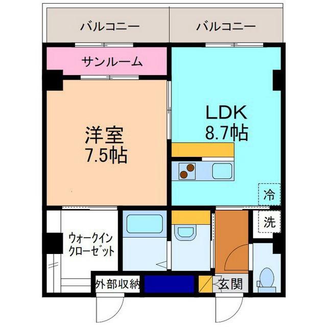 アベニューヒルズK(1LDK/2階)の間取り写真