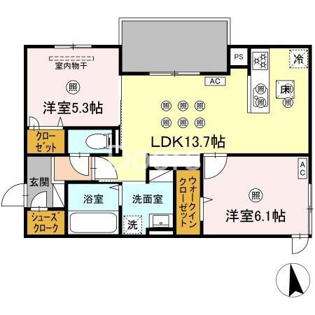 アネックスV(2LDK/1階)の間取り写真