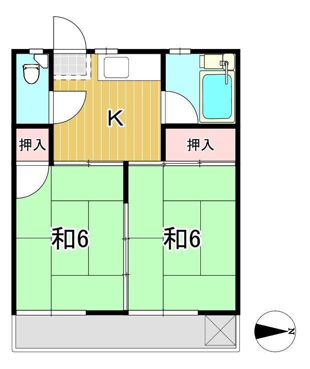 関アパート(2K/1階)の間取り写真
