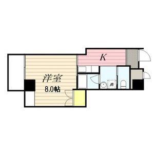西一ビル(1DK/3階)の間取り写真