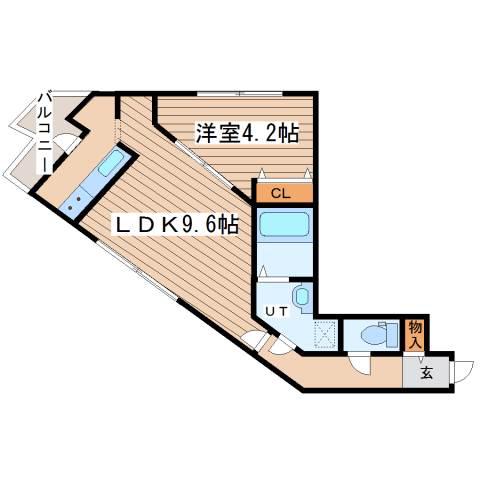 プレジング発寒(1LDK/3階)の間取り写真