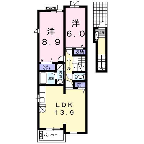 アミティエ(2LDK/2階)の間取り写真