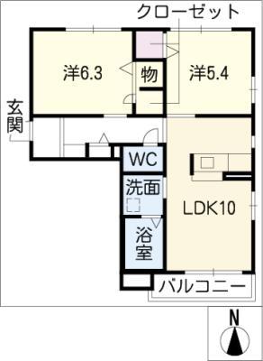 ビアンコート(2LDK/1階)の間取り写真