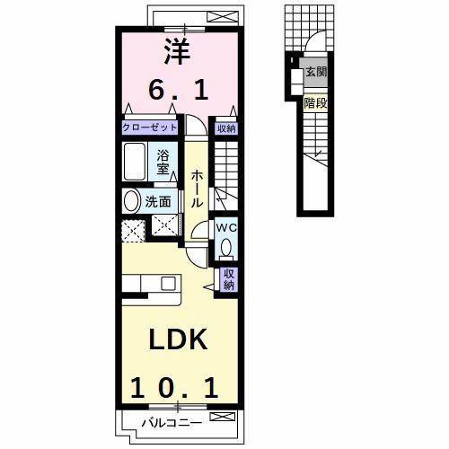アルバニー浄水C(1LDK/2階)の間取り写真