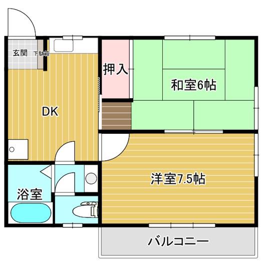 第三宍倉アパート(2DK/2階)の間取り写真