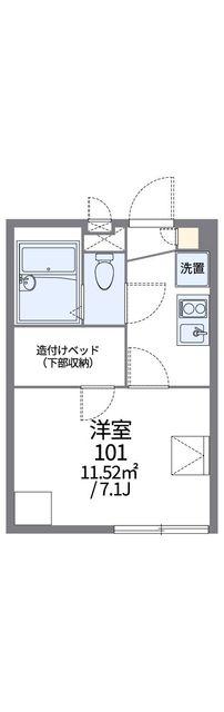 レオパレスLA GRAZIA(1K/1階)の間取り写真