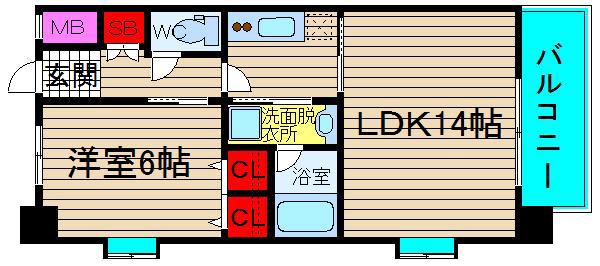エスレジデンス淀屋橋(1LDK/11階)の間取り写真