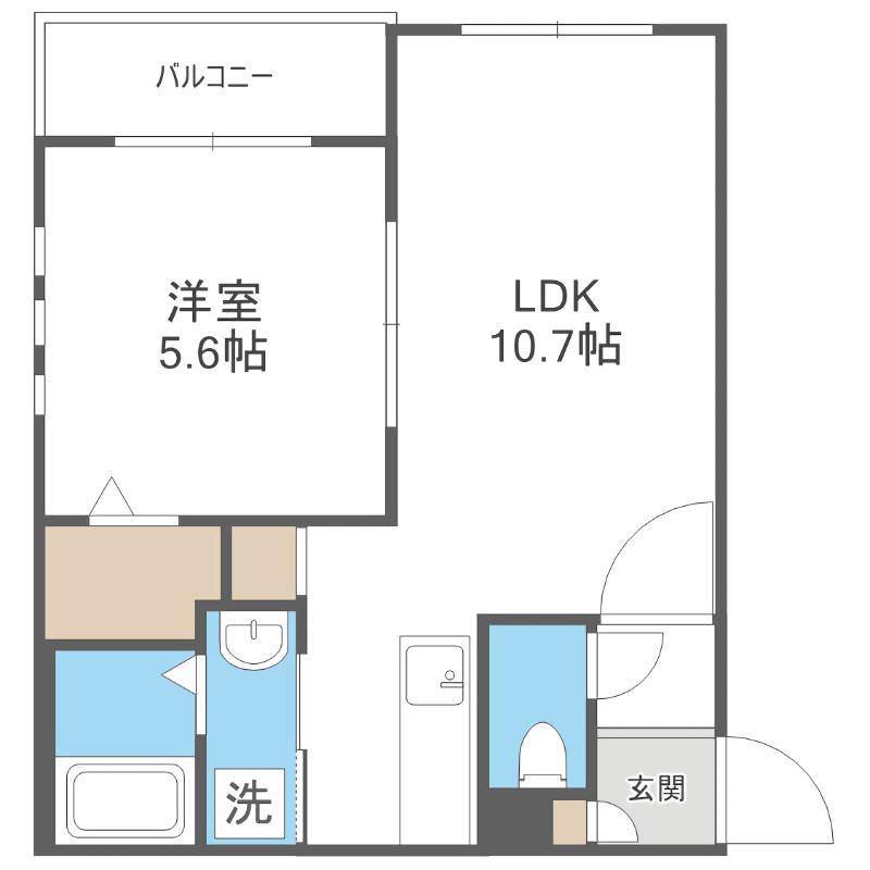 ノイエヴェルト南円山(1LDK/4階)の間取り写真