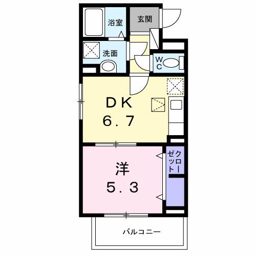 アステリア(1DK/1階)の間取り写真