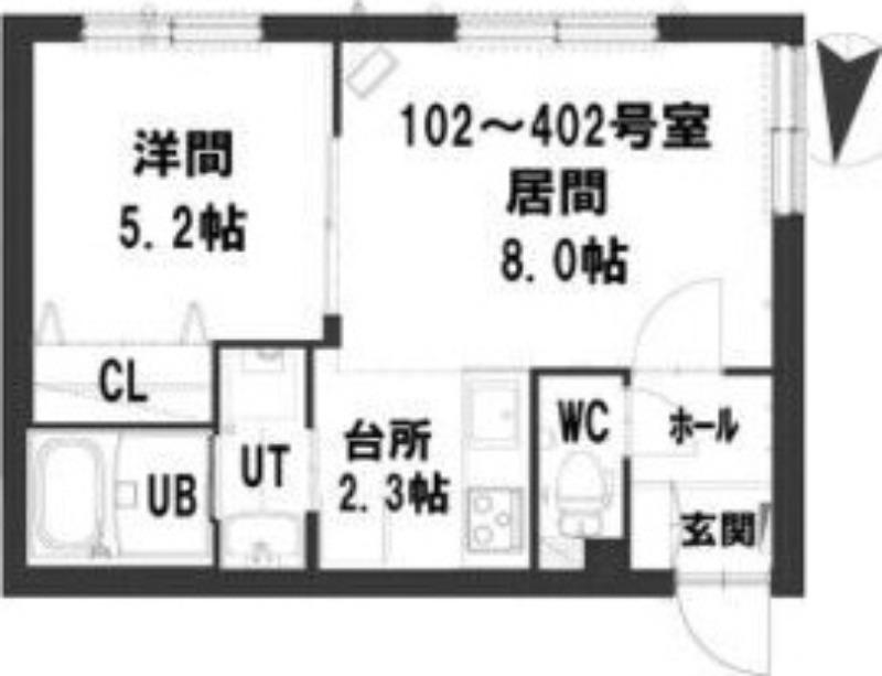 グランメール 北24条駅前(1LDK/3階)の間取り写真