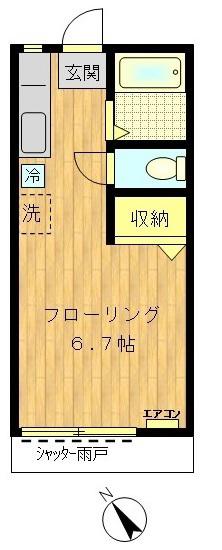 サウスコート(ワンルーム/1階)の間取り写真