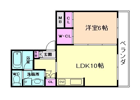 ロイヤル吉野(1LDK/3階)の間取り写真