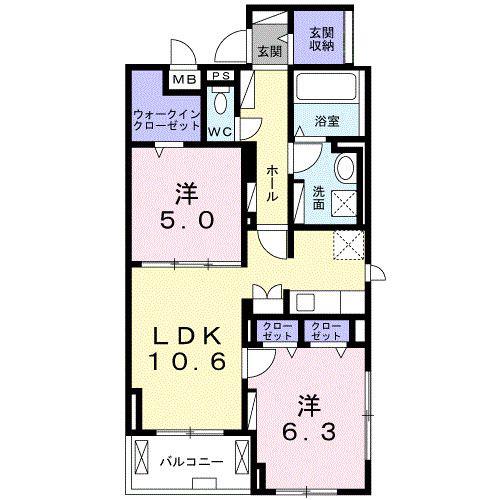 ルーセント ファーロ(2LDK/2階)の間取り写真