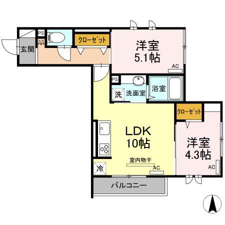 クレールガーデン(2LDK/2階)の間取り写真