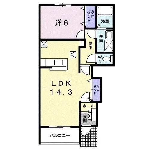 コリーヌ(1LDK/1階)の間取り写真