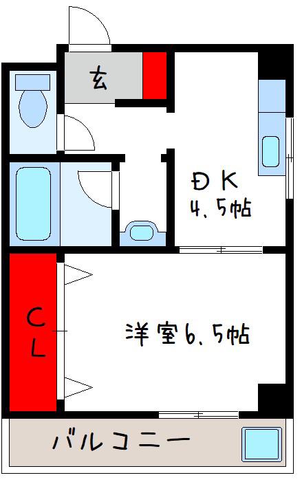 レークランド喜多(1DK/2階)の間取り写真