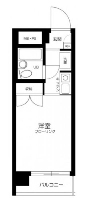 スカイコート戸越銀座(1K/6階)の間取り写真