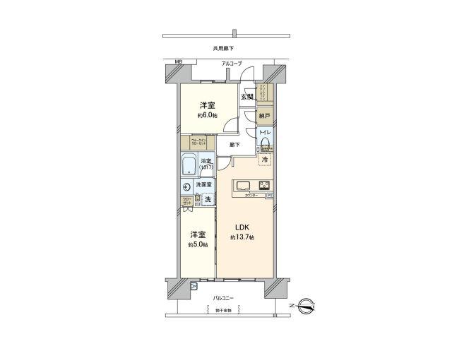 クラッシィハウス尼崎 GRAND PLACE(2LDK/3階)の間取り写真