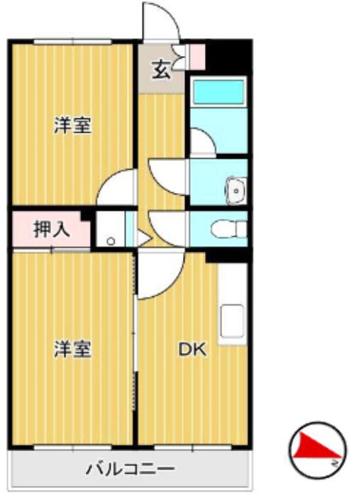 JLBグランエクリュ明大前(2DK/1階)の間取り写真