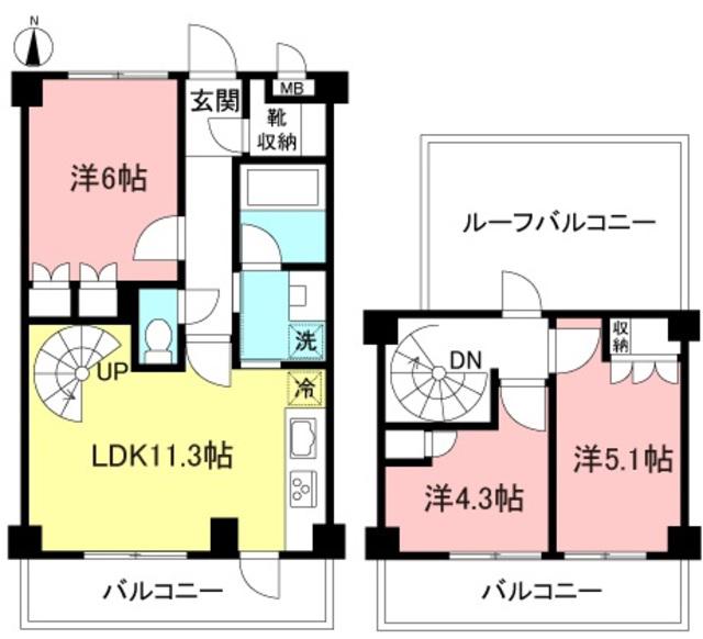 アバンダントII(3LDK/2階)の間取り写真
