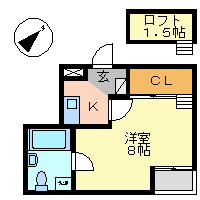 カーサクイント(1K/4階)の間取り写真