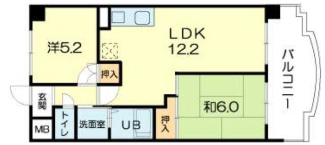 ロイヤルコーポ加古川(2LDK/3階)の間取り写真