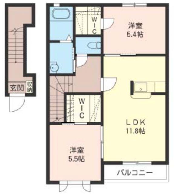 フォレスタB(2LDK/2階)の間取り写真