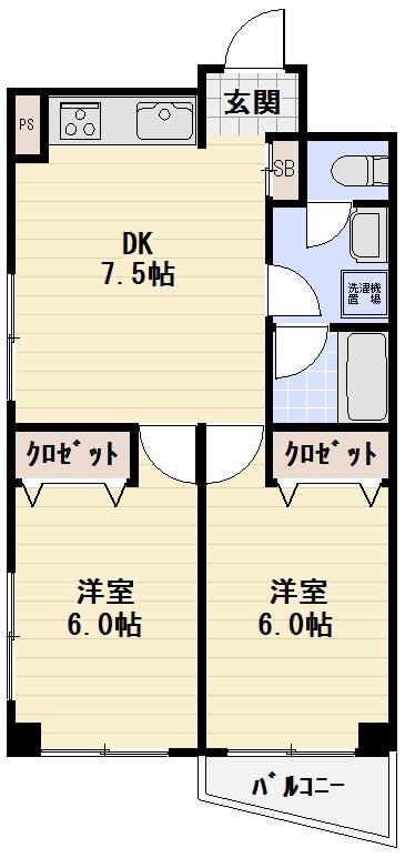 嘉穂ビル(2DK/5階)の間取り写真