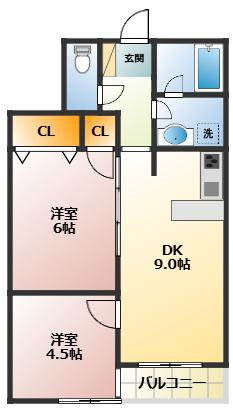 キャッスル蓮根(2DK/3階)の間取り写真