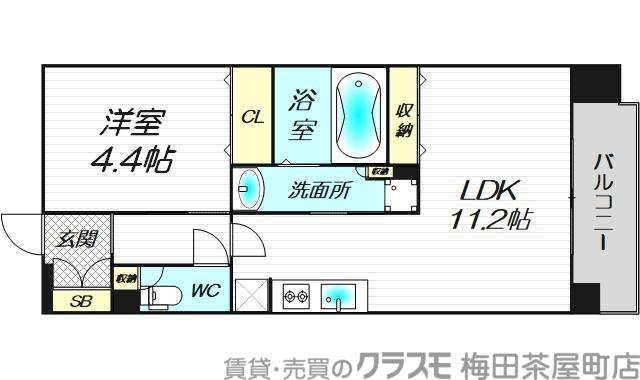 GLUCKMAISON/S-EBIE (1LDK/9階)の間取り写真