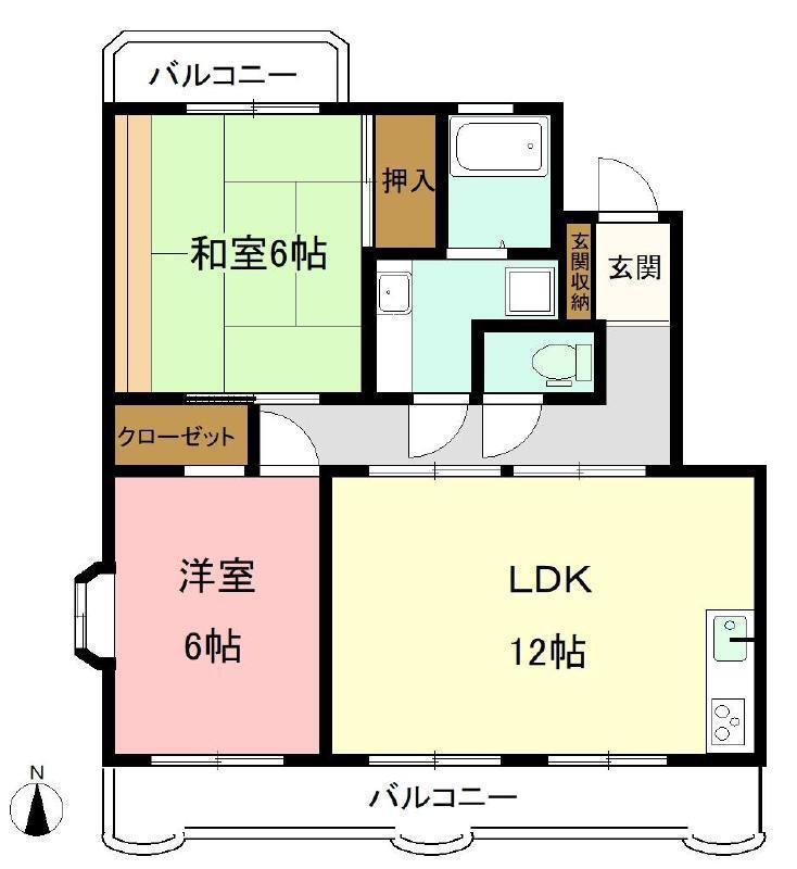 エクセルオオタケ(2LDK/1階)の間取り写真