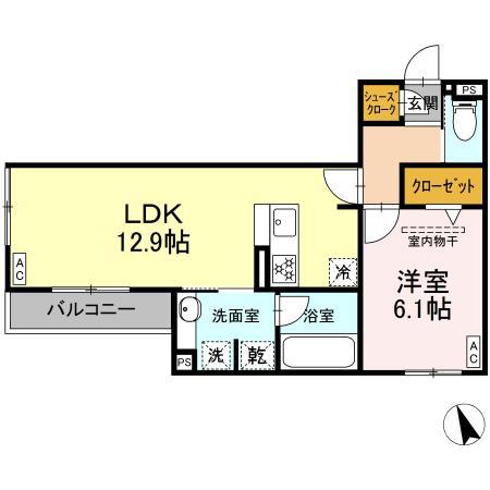グラン ミリュウ(1LDK/2階)の間取り写真