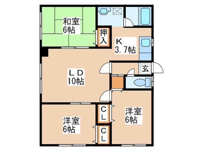 マルサハイツ(3LDK/2階)の間取り写真