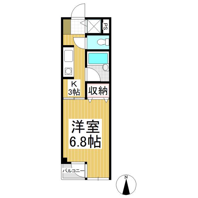 ベルメゾン辰巳(1K/2階)の間取り写真