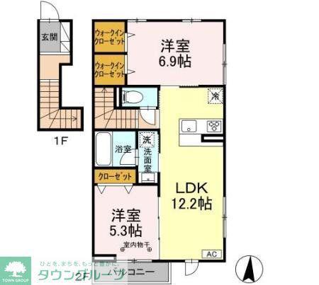 相鉄本線 瀬谷駅 徒歩17分 2階建 築3年(2LDK/2階)の間取り写真