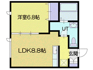ECOA緑町Ⅰ(1LDK/2階)の間取り写真
