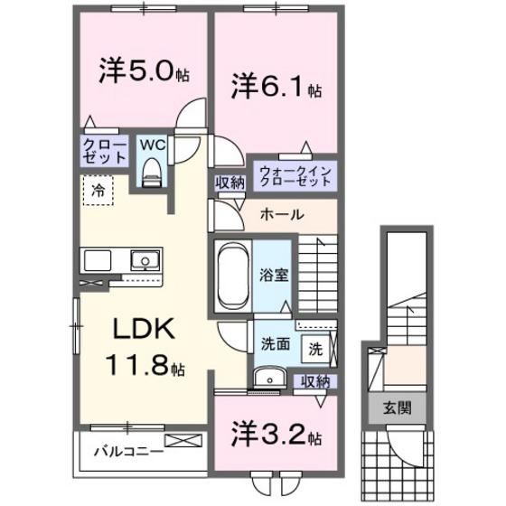 エトワールA(3LDK/2階)の間取り写真
