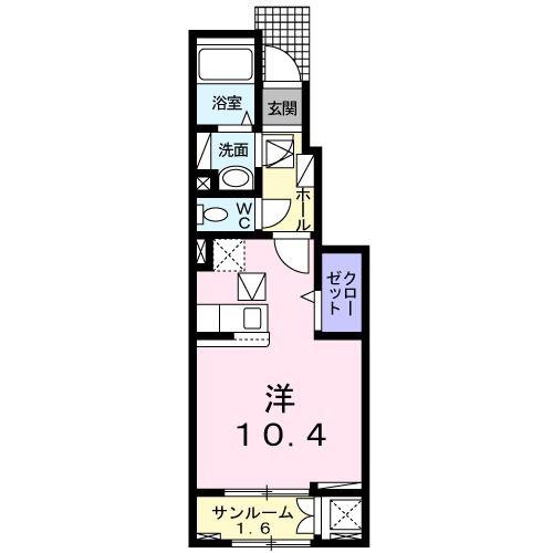 ミルト白山IV(1K/1階)の間取り写真
