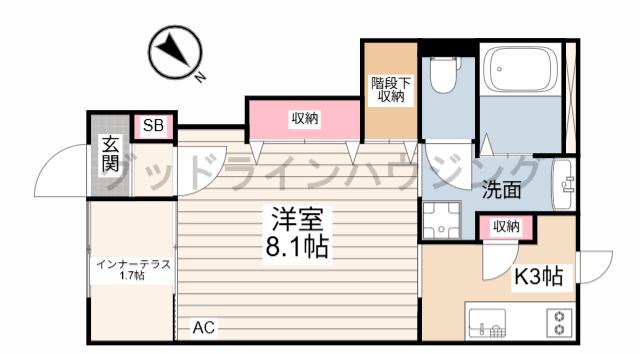 BERG4.5(1K/1階)の間取り写真