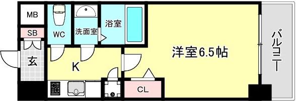 ベイサイドパークOSAKAノースレジデンシス(1K/2階)の間取り写真
