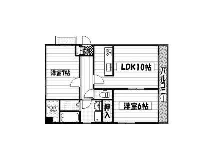 プレステージ・デル・片野(2LDK/8階)の間取り写真