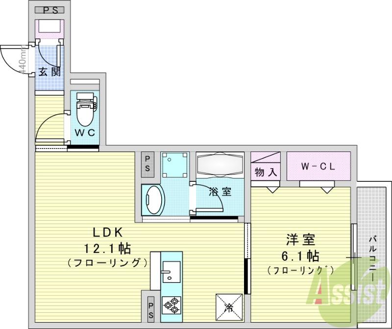 D-RESIDENCE蛍池東町(1LDK/2階)の間取り写真