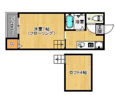パームコート桜坂(1K/1階)の間取り写真